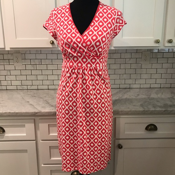 Boden Dresses & Skirts - Boden Dress Womens 4L Pink Jenny Crossover Wrap Boho Summer Beach Jersey Cotton